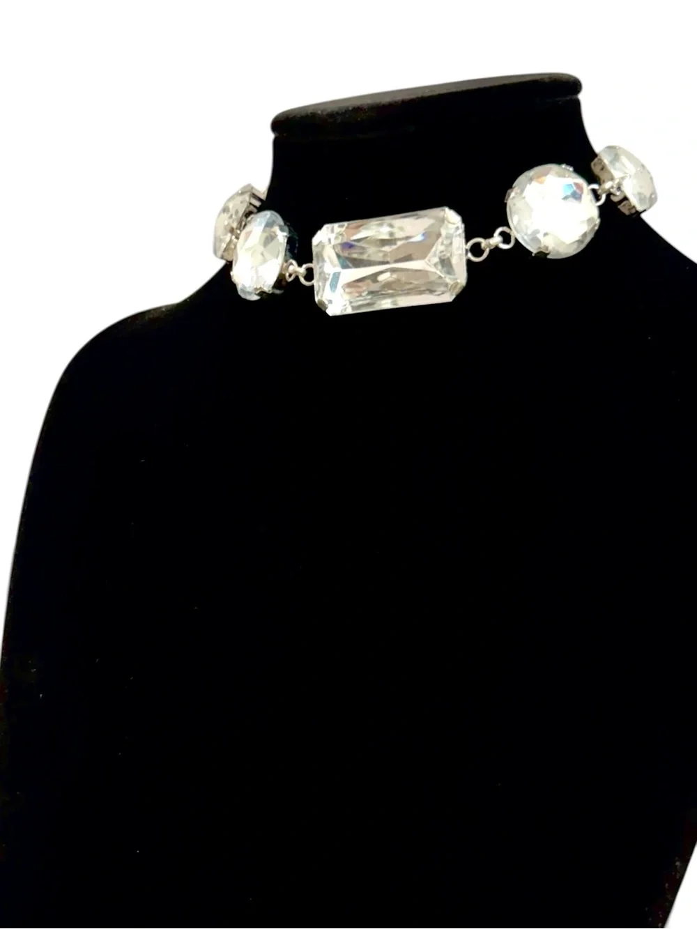 WHBM Clear Crystal Statement Choker Necklace NWT